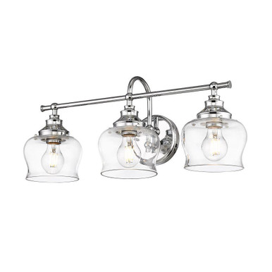 Daphne 3 Light Bath Vanity 10.13 Inch Tall and 24 Inch Wide by Golden - 3610-BA3 CH-CLR