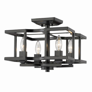 Bellare 4 Light Semi Flush Mount 10.25 Inch Tall X 12.5 Inch Wide by Golden - 7151-SF BLK