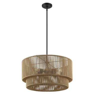 Eco Milos 6 Light Pendant 12.5 Inch Tall and 24 Inch Wide by Justice Design - ECO-8308-MBLK