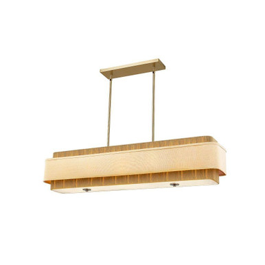 Textile Narberth 5 Light Pendant 10 Inch and 44 Inch Wide by Justice Design - FAB-9025-CREM-BRSS