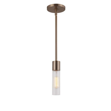 Fusion Rimini 1 Light Pendant 8.5 Inch Tall X 2 Inch Wide by Justice Design - FSN-8357-CLFT-BRSS