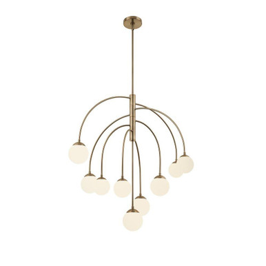 Fusion Noho 9 Light Chandelier 35 Inch and 32 Inch Wide by Justice Design - FSN-9014-ETCH-BRSS