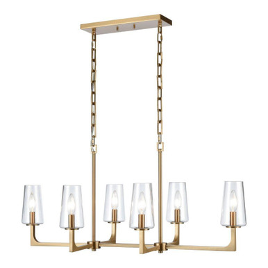 Fitzroy 6 Light Linear Chandelier 15.75 Inch Tall and 36 Inch Wide by Atlas - CL11017-BS