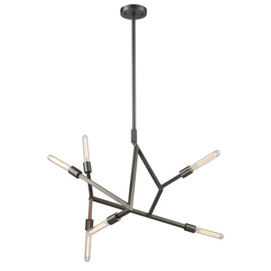Free Form 6 Light Chandelier 20 Inch Tall and 28 Inch Wide by Atlas - CL11181-BK