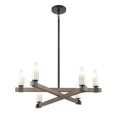 Stone Manor 6 Light Chandelier 8 Inch Tall and 27 Inch Wide by Atlas - CL11351-BK