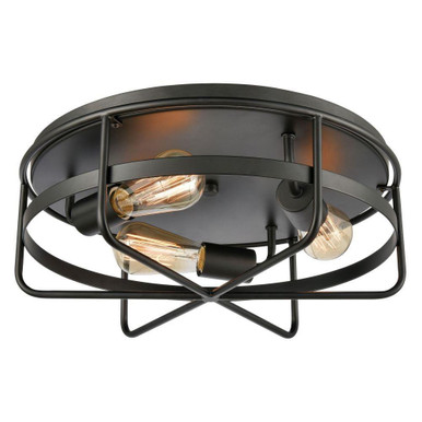 Wickshire 3 Light Flush Mount 6 Inch Tall and 16 Inch Wide by Atlas - CL11521-BK
