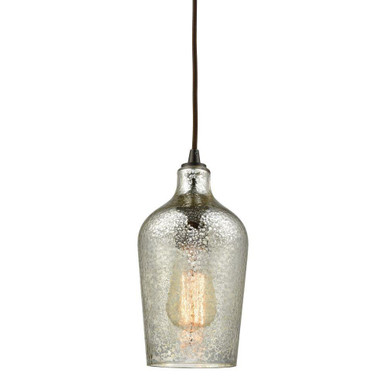 Hammered Glass 1 Light Mini Pendant 10 Inch Tall and 5 Inch Wide by Atlas - CL11602-SV