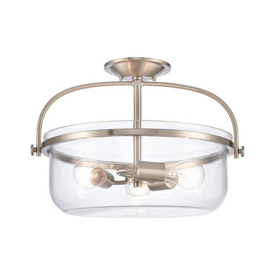 Wentworth 3 Light Semi Flush Mount 12 Inch Tall and 17 Inch Wide by Atlas - CL11921-NK
