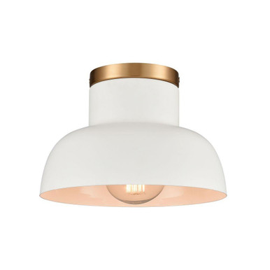 Lewellen 1 Light Semi Flush Mount 6.75 Inch Tall and 10 Inch Wide by Atlas - CL11897-WH
