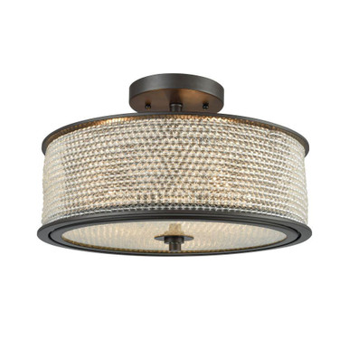 Glass Beads 3 Light Semi Flush Mount 10 Inch Tall and 16 Inch Wide by Atlas - CL12269-BZ