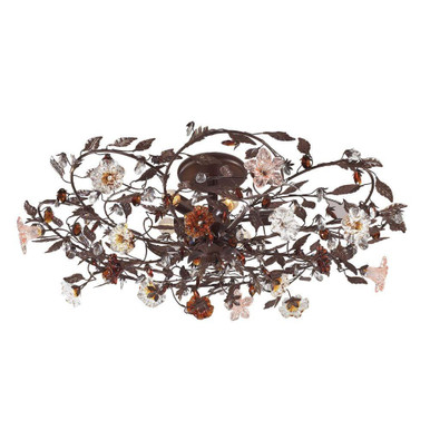 Cristallo Fiore 6 Light Flush Mount 13 Inch Tall and 38 Inch Wide by Atlas - CL12175-BZ