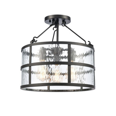 Solace 3 Light Semi Flush Mount 15.5 Inch Tall and 16 Inch Wide by Atlas - CL12543-BK