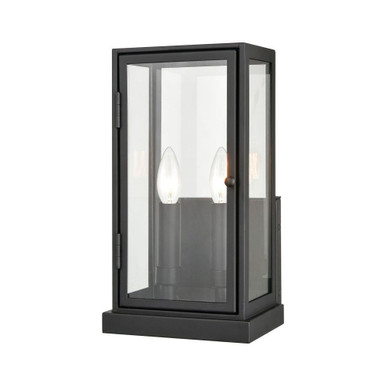 Foundation 2 Light Outdoor Wall Sconce 13 Inch Tall X 7 Inch Wide by Atlas - OL11140-BK2