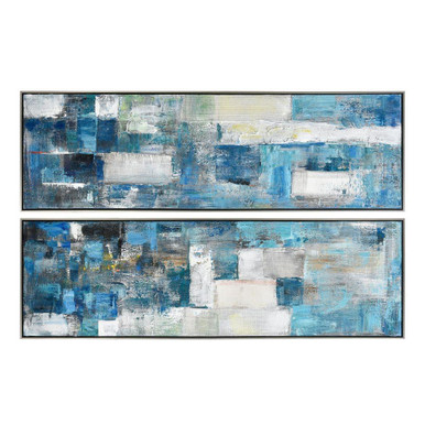 Blue Apparent Framed Wall Art (Set of 2) 19 Inch and 61 Inch Wide by Atlas - WA11012-01S