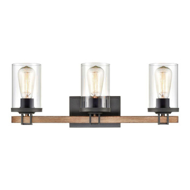 Holdfast 3 Light Bath Vanity 9 Inch Tall and 22 Inch Wide by Atlas - WL11327-BK2