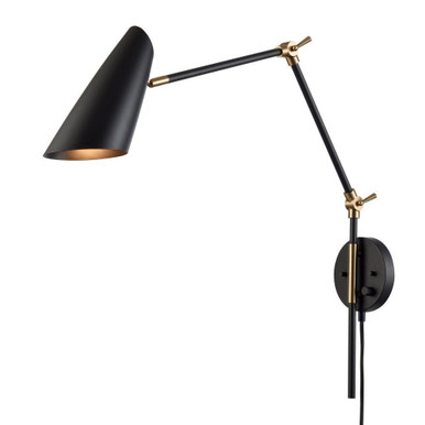 Stanley 1 Light Swingarm Wall Sconce 17.75 Inch Tall X 5 Inch Wide by Atlas - WL11701-BK