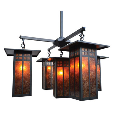 Glasgow 5 Light Long Body Center Light Chandelier 36 by Arroyo Craftsman - GCH-9L/4-1M-BZ