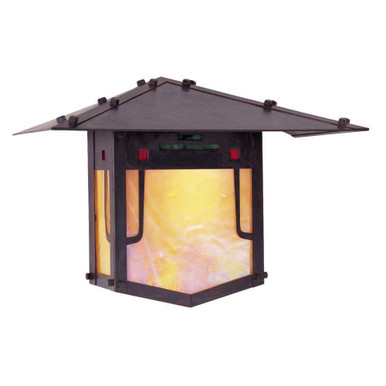 Pagoda 1 Light Flush Wall Mount 9 Inch and 12 Inch Wide by Arroyo Craftsman - PDW-12GRC-BZ
