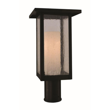 Meredith 1 Light Post Mount 12 Inch Tall X 8 Inch Wide by Arroyo Craftsman - MEP-8LCS-BK