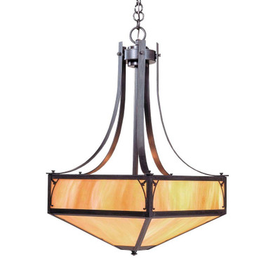 Saint George 4 Light Inverted Chandelier 26.25 X 20 by Arroyo Craftsman - SGCH-20GW-BZ