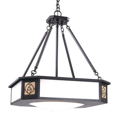Saint Clair 4 Light Inverted Chandelier 24.88 X 21.5 by Arroyo Craftsman - SCCH-21GWC-BZ