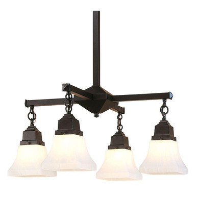 Ruskin 4 Light Chandelier 23 Inch and 29.38 Inch Wide by Arroyo Craftsman - RCH-4-BK