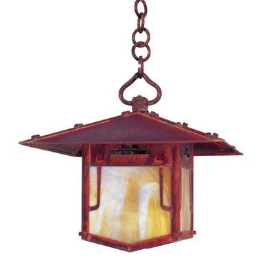Pagoda 1 Light Pendant 11 Inch Tall and 12 Inch Wide by Arroyo Craftsman - PDH-12GRC-RC