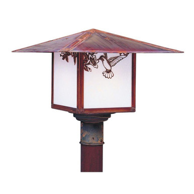 Monterey 1 Light Post Mount with Hummingbird Filigree by Arroyo Craftsman - MP-17HFWO-RC
