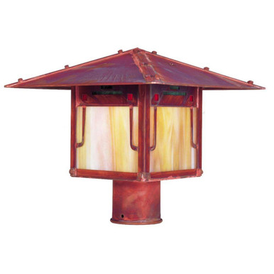 Pagoda 1 Light Post Mount 8 Inch Tall and 12 Inch Wide by Arroyo Craftsman - PDP-12GRC-RC