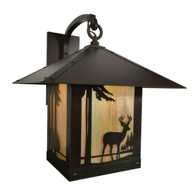 Timber Ridge 1 Light Wall Bracket with Deer Filigree by Arroyo Craftsman - TRB-16DRGW-BZ