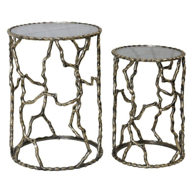 Branchwork Cylinder Nesting Accent Table (Set of 2) 24 Inch by Stylecraft - ISF226782DS
