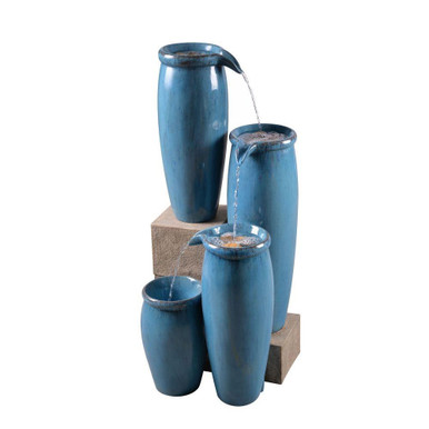 Vessel Cascading Floor Fountain 36 Inch and 15.5 Inch Wide by Kenroy Home - 51029BLU