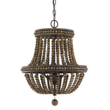 Jiatoas Trail 3 Light Small Chandelier with Wooden Beads - 723-BEL-2561190