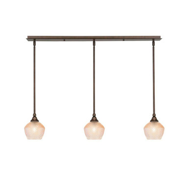 3 Light Stem Hung Linear Pendalier 7.25 Inch X 38.25 Inch Length by Toltec - 36-4623