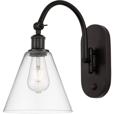 Berkshire Glass 100W 1 LED Adjustable Swing Arm Wall Sconce by Innovations - 518-1W-GBC-8-LED