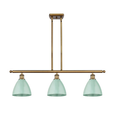 Plymouth 3 Light Stem Hung Island 10 Inch and 36 Inch Wide by Innovations - 516-3I-BB-MBD-75-SF