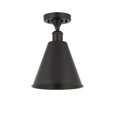 Berkshire Metal 1 Light Semi Flush Mount 12 InchX8 Inch Wide by Innovations - 616-1F-BK-MBC-8-BK