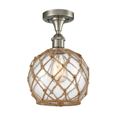 Farmhouse Rope 100W 1 LED Semi Flush Mount 11.25X8 Inch Wide by Innovations - 516-1C-SN-G122-8RB-LED