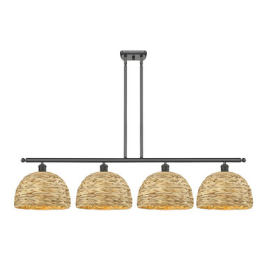 Woven Rattan 4 Light Island 11.25 Inch and 50.25 Inch Wide by Innovations - 516-4I-RBD-12