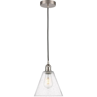 Berkshire Glass 100W 1 LED Cord Cone Mini Pendant 10 X 8 by Innovations - 616-1P-GBC-8-LED