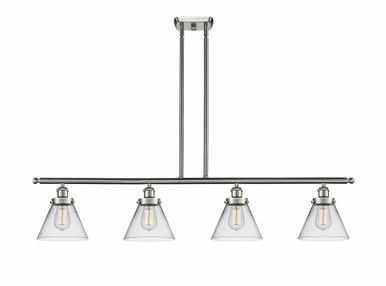 Cone 4 Light Stem Hung Island 10 Inch Tall and 48 Inch Wide by Innovations - 916-4I-SN-G42