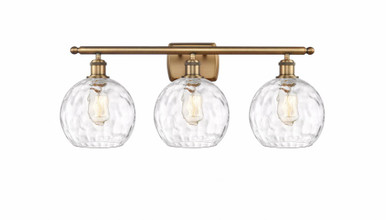Athens Water Glass 3 Light Globe Vanity Light 26 Inch Wide by Innovations - 516-3W-BB-G1215-8