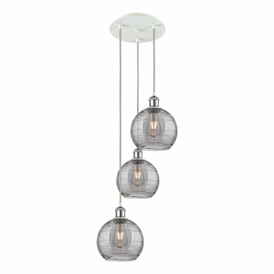 Athens Deco Swirl 3 Light Cord Hung Multi Pendant 30.38X14.5 by Innovations - 113B-3P-WPC-G1213-8SM