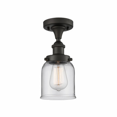 Bell 1 Light Semi Flush Mount 11 Inch Tall and 5 Inch Wide by Innovations - 916-1C-OB-G52