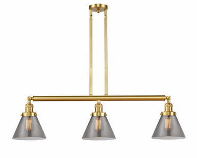 Cone 3 Light Stem Adjustable Island 10 and 40.25 Inch Wide by Innovations - 213-SG-G43