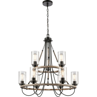 Paladin 60W 9 LED Chain Glass Chandelier 33.25 X 31.5 Inch by Innovations - 442-9CR-BK-G4424-LED