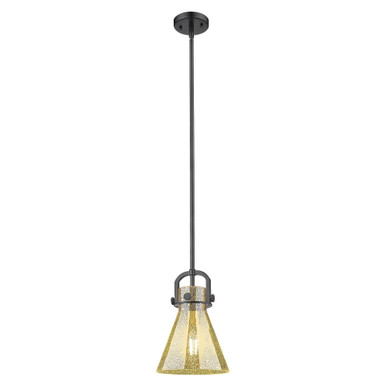 Newton Cone 1 Light Glass Mini Pendant 11.38 and 8 Inch Wide by Innovations - 410-1SS-BK-G411-8ME