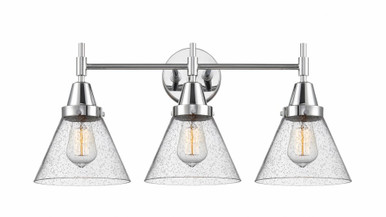 Cone 3 Light Bath Vanity 11.25 Inch Tall and 25.75 Inch Wide by Innovations - 447-3W-PC-G44