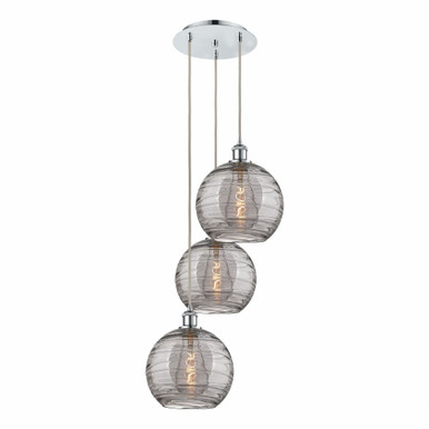 Athens Deco Swirl 3 Light Cord Hung Multi Pendant 35.63X16.5 by Innovations - 113B-3P-PC-G1213-10SM
