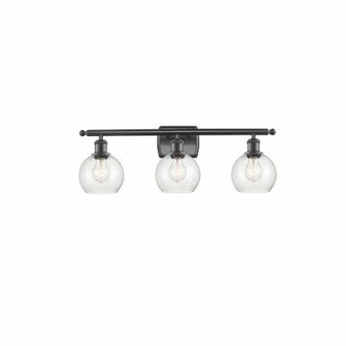Athens 3 Light Bath Vanity 8.88 Inch Tall X 25.88 Inch Wide by Innovations - 516-3W-BK-G124-6